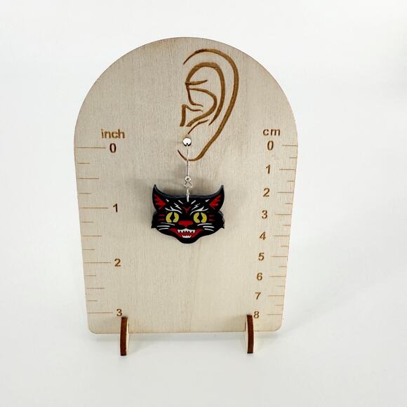 Spooky Black Cat Earrings, Witchy Jewelry, Black Cat Earrings, Witchy Earrings - Picture 4 of 4